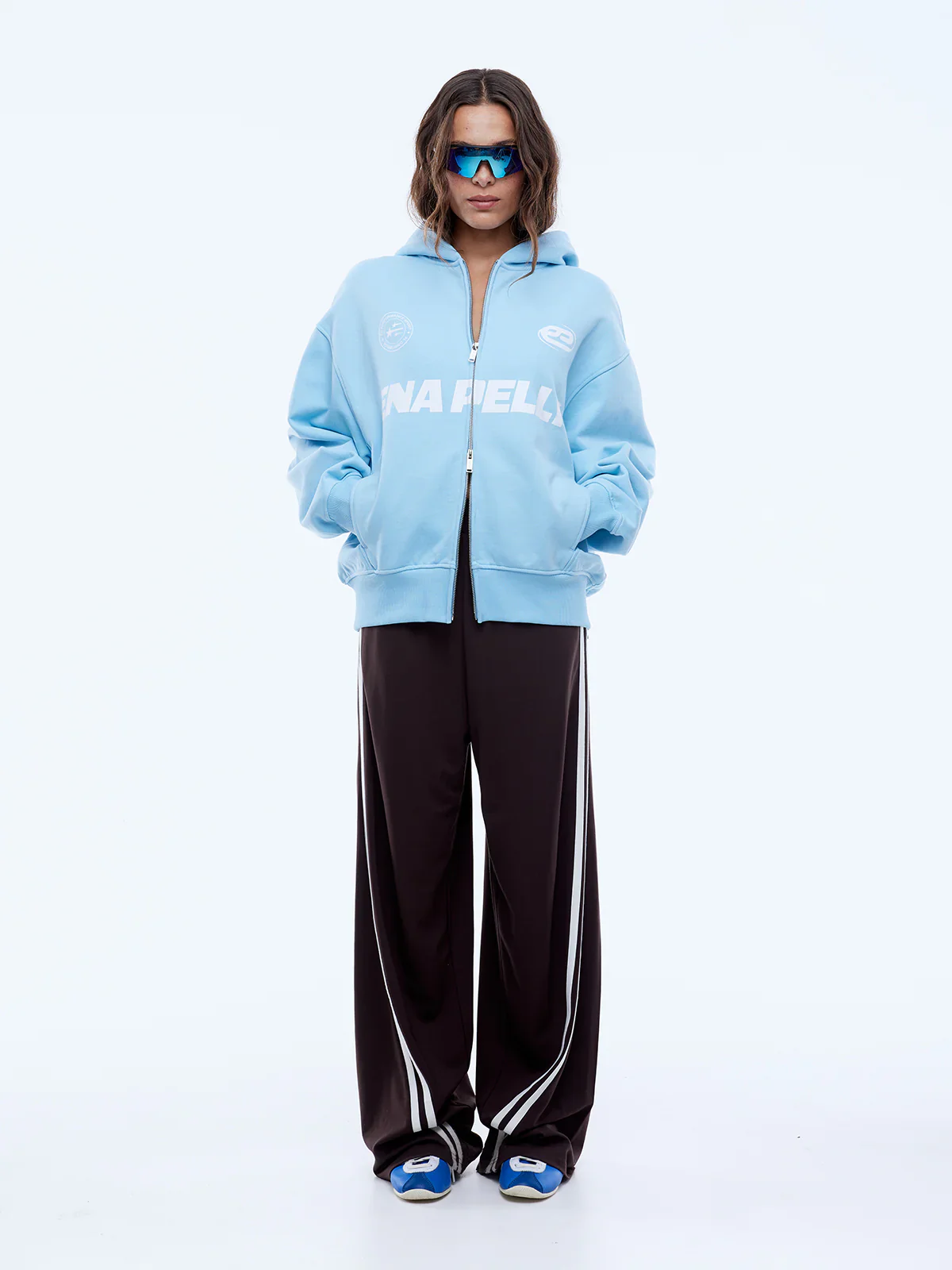 ENA PELLY - MULTI LOGO ZIP THU HOODIE (CLOUD BLUE) - Image 2