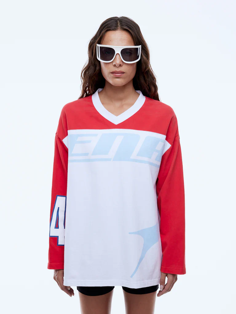 ENA PELLY - PELLY LEAGUE LONG SLEEVE TEE (WHITE SPLICE)