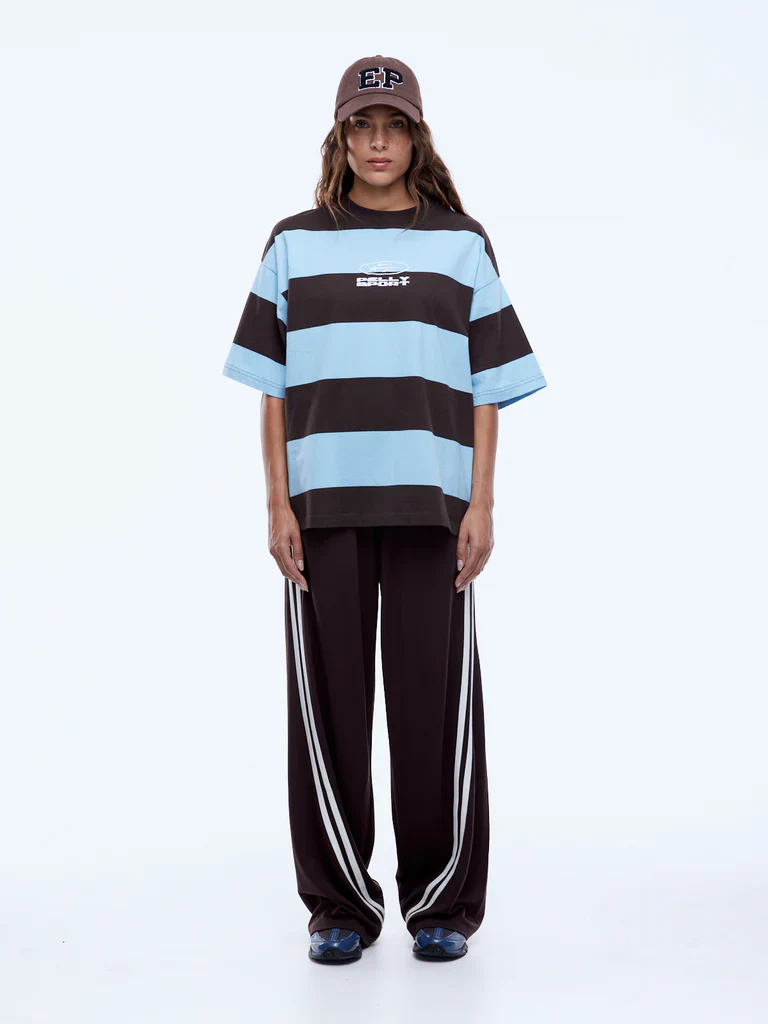 ENA PELLY - PELLY SPORT STRIPE TEE (CLOUD BLUE/COCOA STRIPE) - Image 4