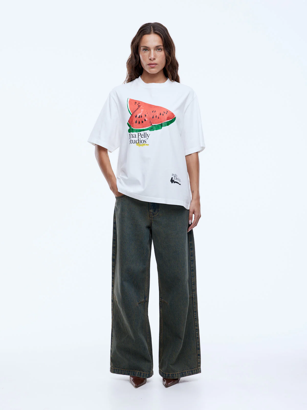 ENA PELLY - WATERMELON TEE (VINTAGE WHITE)