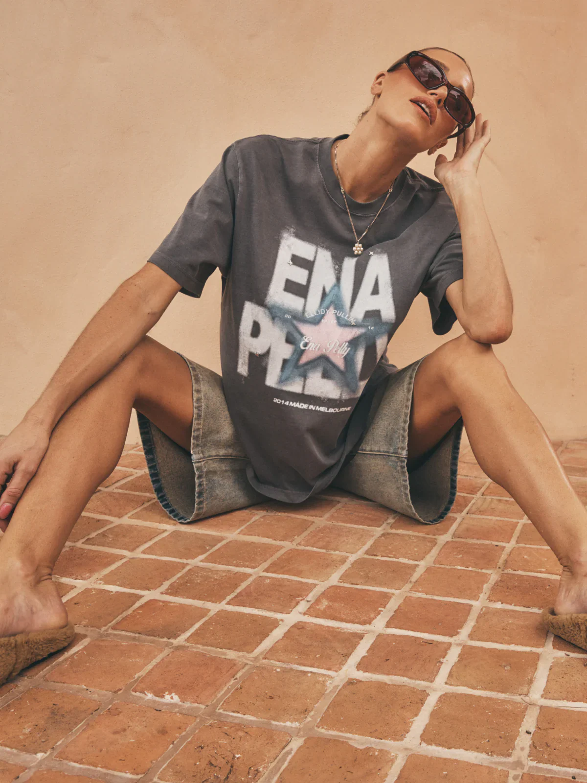 ENA PELLY x ELLIDY PULLIN - AURORA TEE (WASHED GREY)