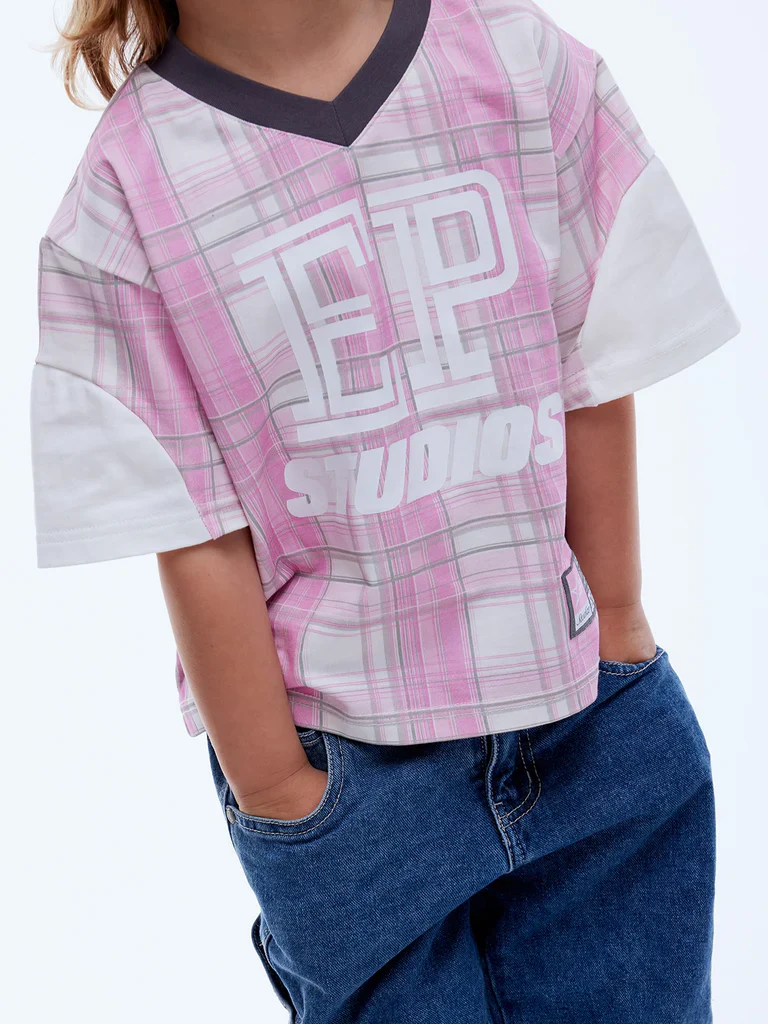 ENA PELLY x ELLIDY PULLIN - KIDS LUNAR JERSEY (PINK CHECK) - Image 8