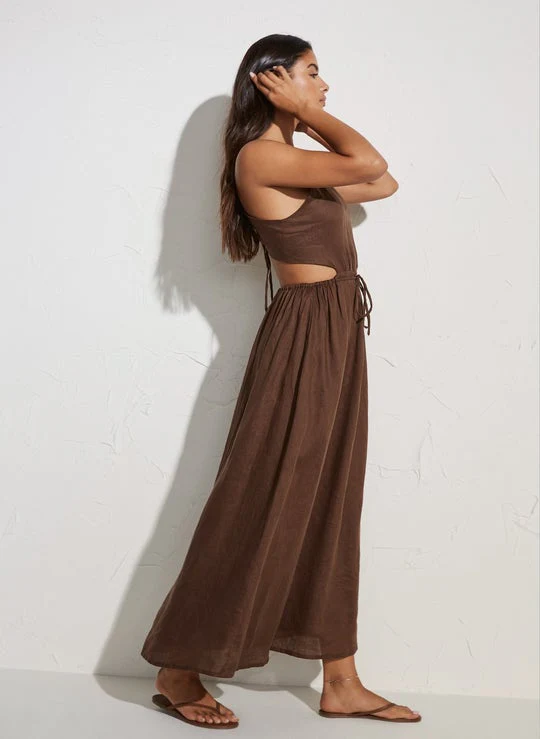 FAITHFULL THE BRAND - La Piedra Maxi Dress (Plain Chocolate) - Image 3