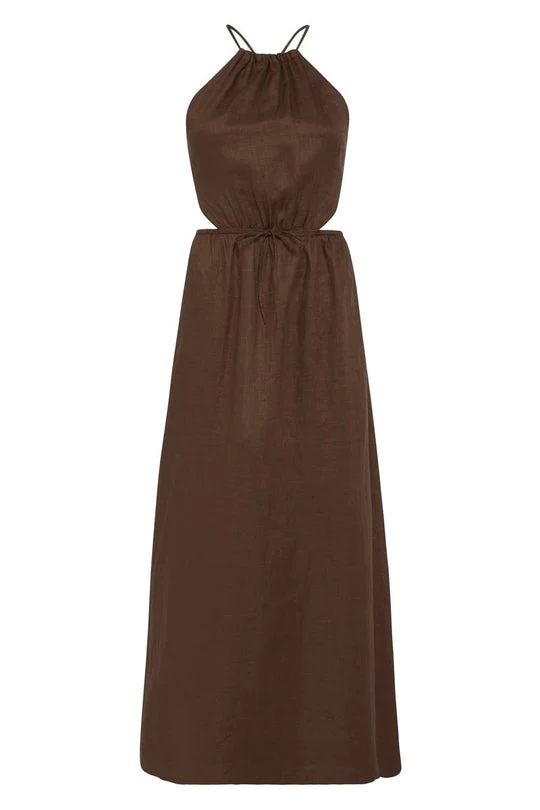 FAITHFULL THE BRAND - La Piedra Maxi Dress (Plain Chocolate) - Image 5