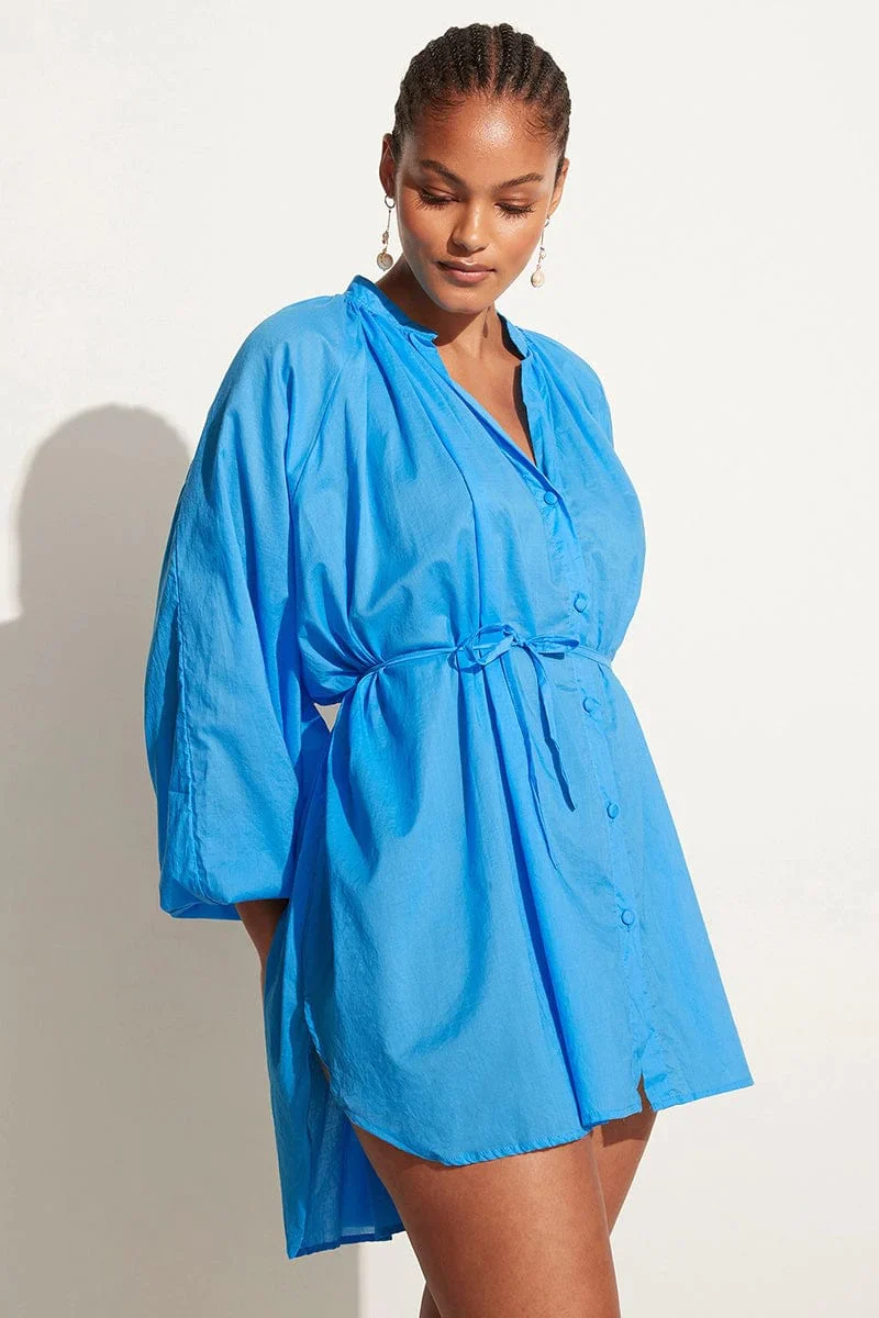 FAITHFULL THE BRAND -  Lucita Smock Dress (Turquoise) - Image 4