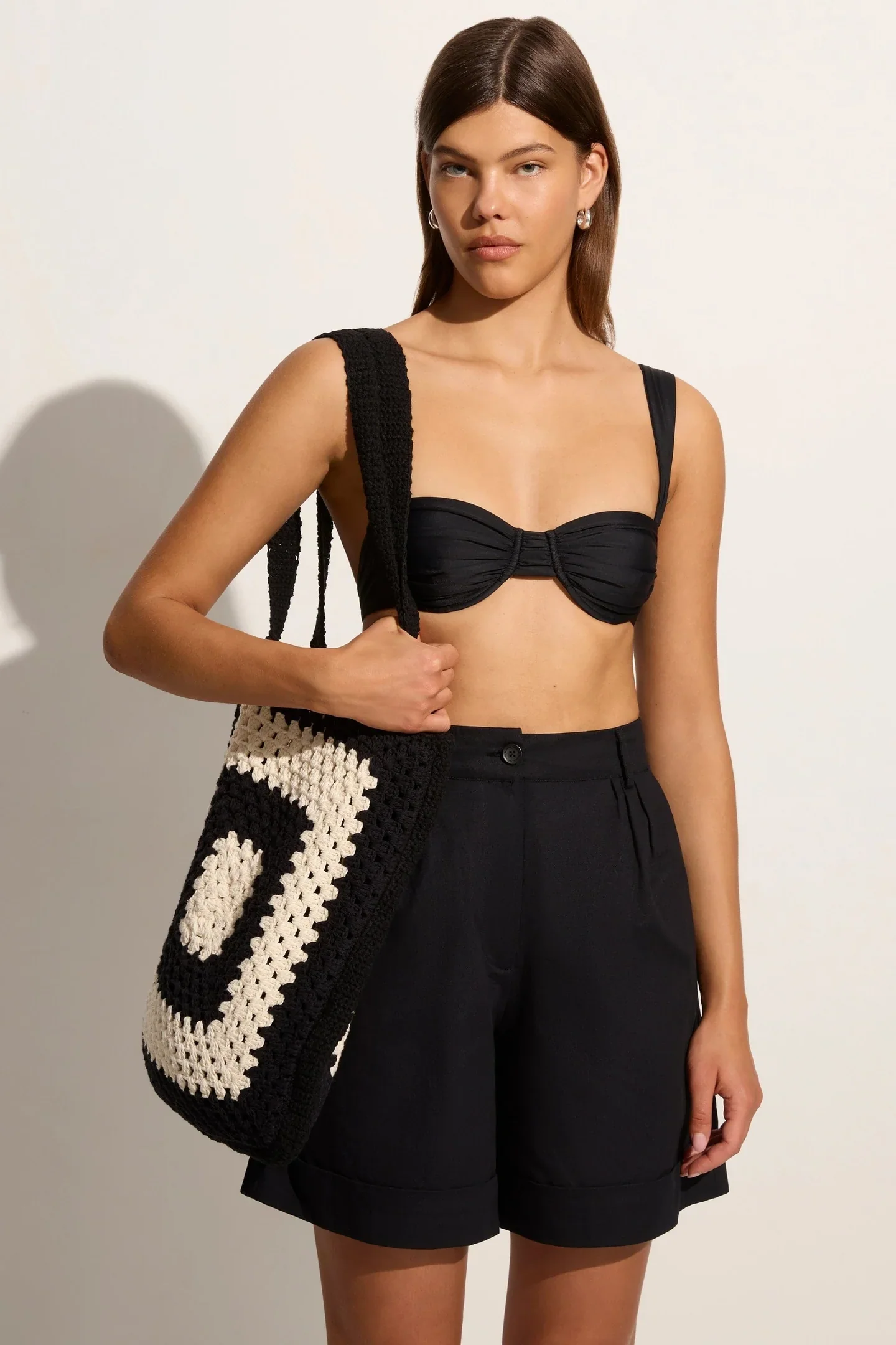 FAITHFULL THE BRAND - OSTIA CROCHET BAG (BLACK/OFF WHITE) - Image 4