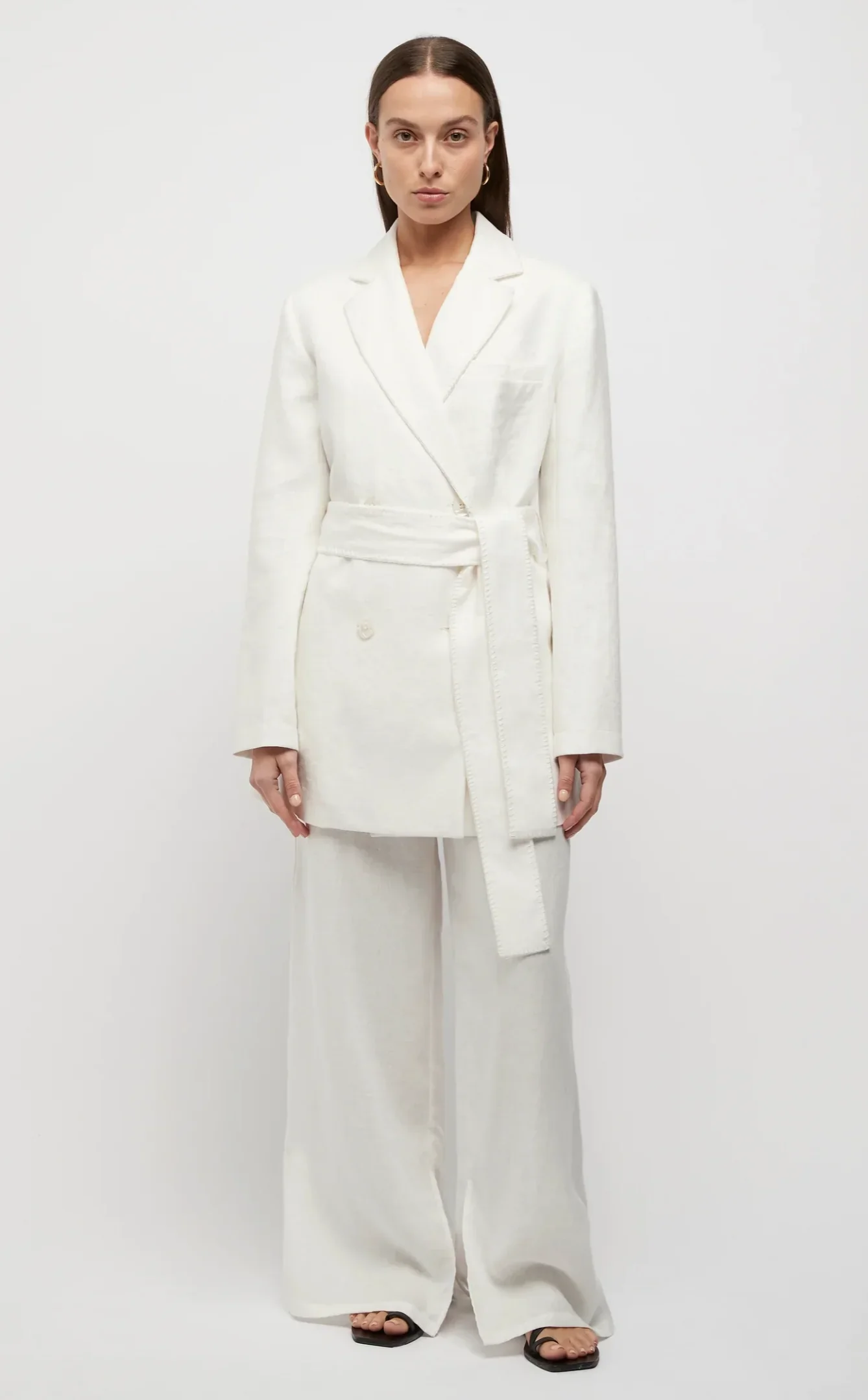 FRIEND OF AUDREY - HAYWORTH BLANKET STITCH LINEN BLAZER (WHITE) - Image 2