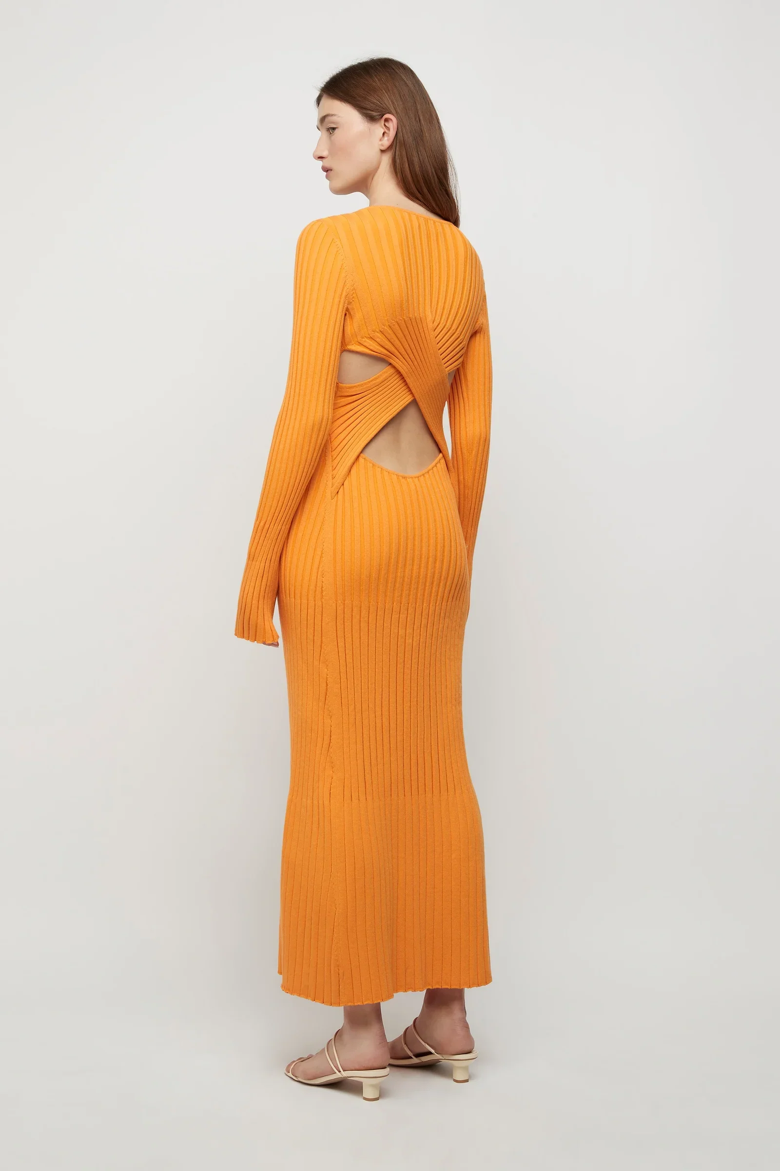 FRIEND OF AUDREY - Lowry Cross Back Knit Dress (Tangerine) - Image 2