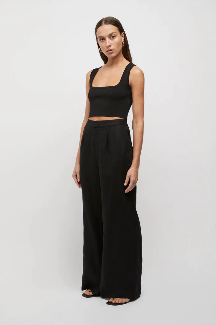 FRIEND OF AUDREY - SUN KISSED CREPE KNIT TOP (BLACK) - Image 3