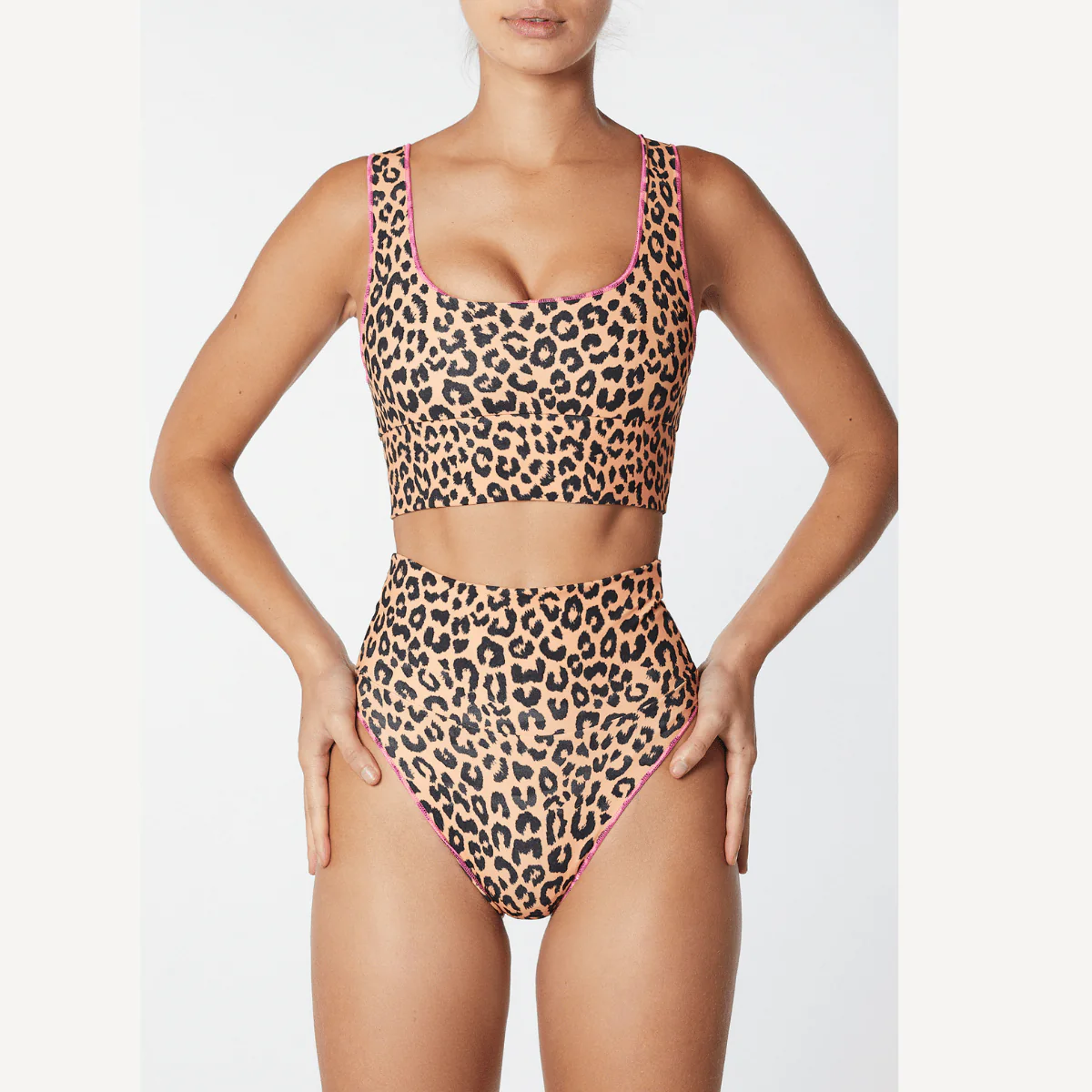 IT'S NOW COOL - The Contour Crop Top (Safari / Pink)