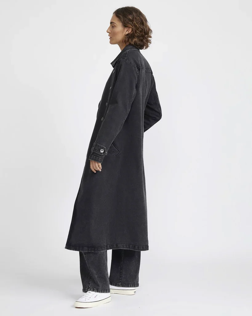 JAC + MOOKI - Denim Trench Coat (Vintage Black) - Image 4