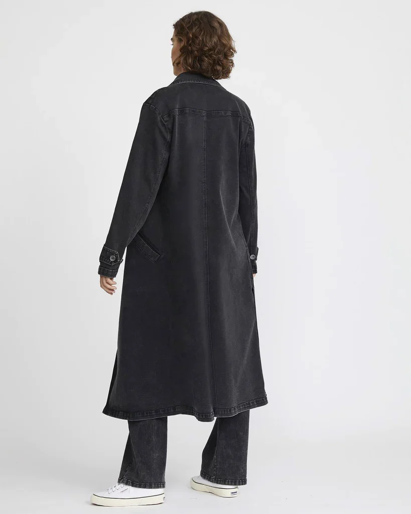 JAC + MOOKI - Denim Trench Coat (Vintage Black) - Image 5