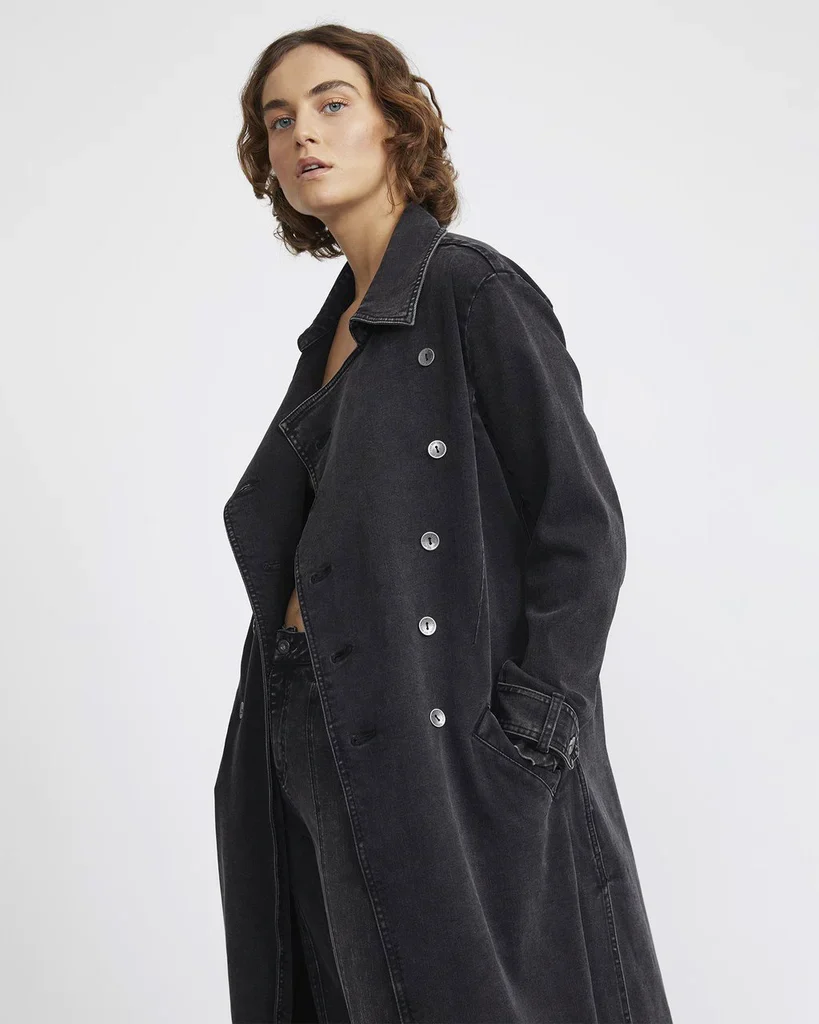 JAC + MOOKI - Denim Trench Coat (Vintage Black) - Image 6