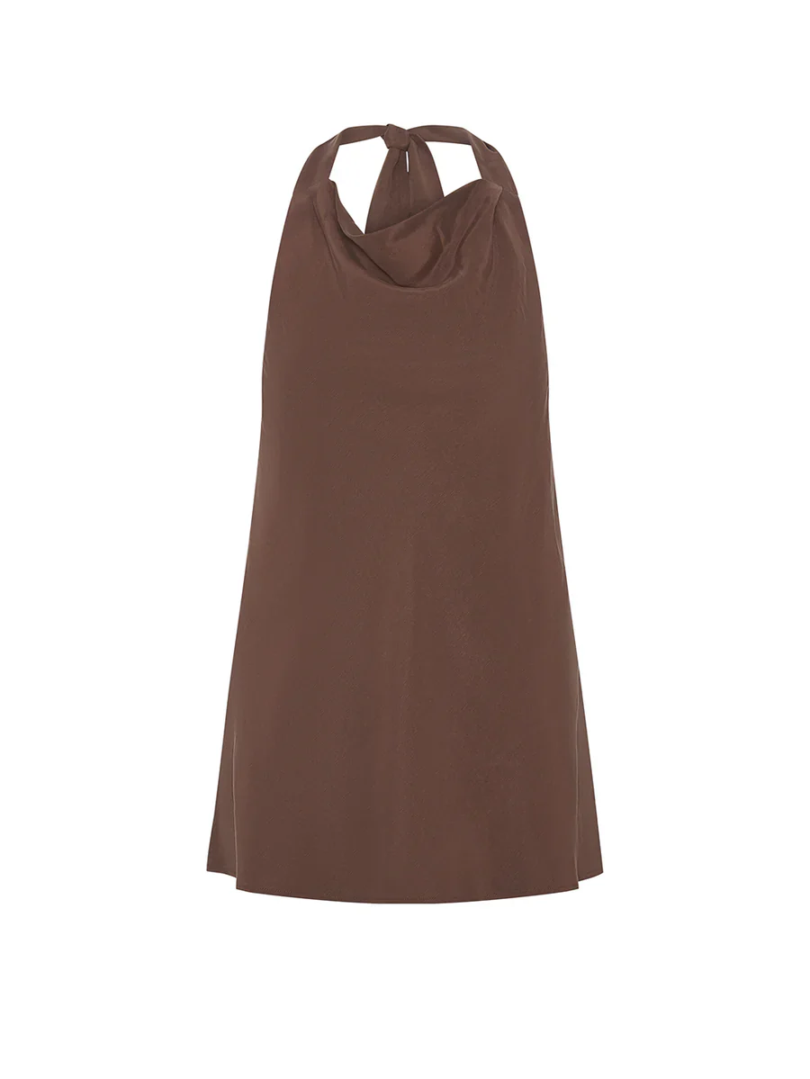 KIVARI - ARABELLA HALTER TOP (CHOCOLATE)