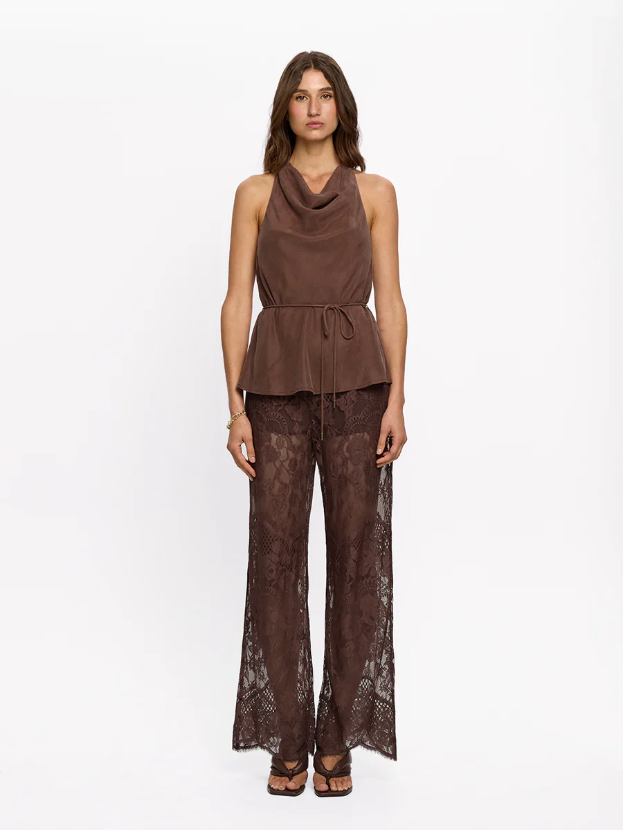 KIVARI - ARABELLA HALTER TOP (CHOCOLATE) - Image 3