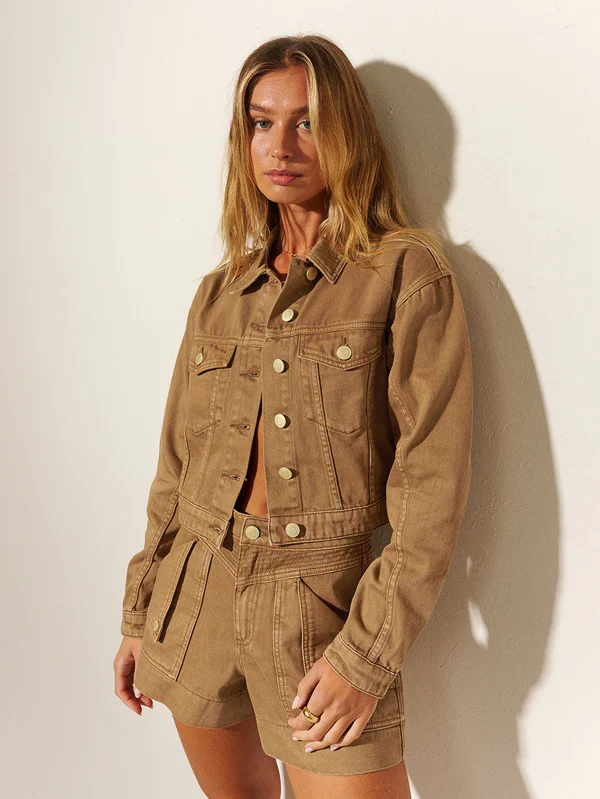 KIVARI - CELENE DENIM JACKET (LATTE) - Image 5