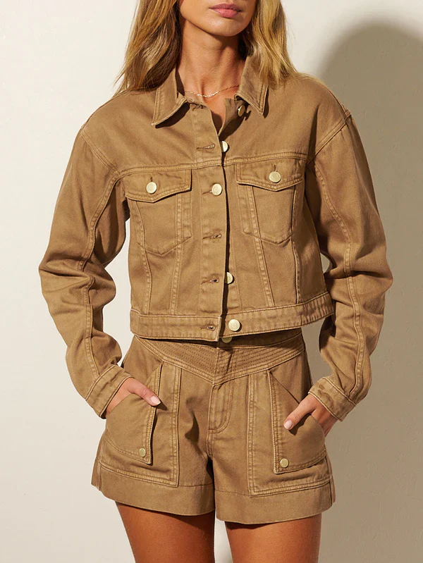 KIVARI - CELENE DENIM JACKET (LATTE) - Image 6