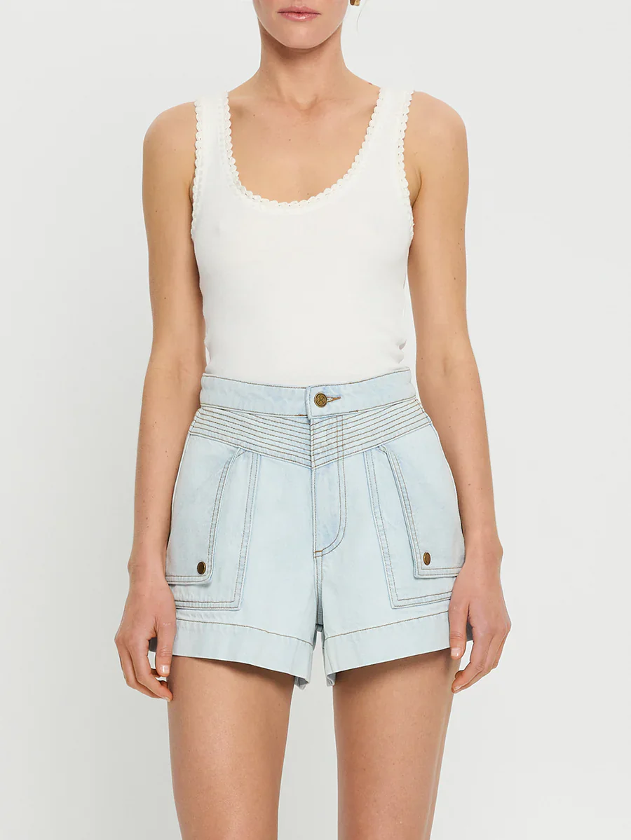 KIVARI - CELENE DENIM SHORT (PALE INDIGO BLUE) - Image 7
