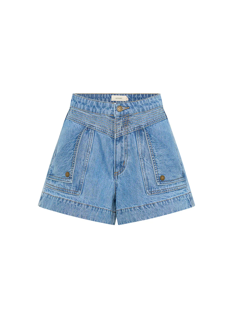 KIVARI - CELENE DENIM SHORTS (STONEWASH BLUE)