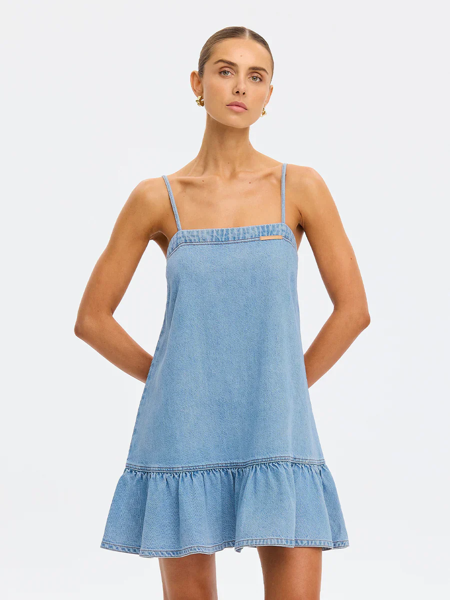 KIVARI - EMILIE DENIM STRAPPY MINI DRESS - Image 4