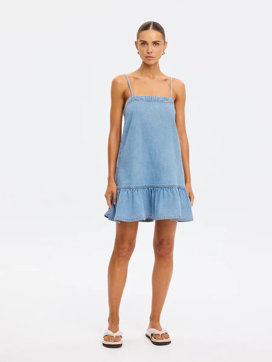 KIVARI - EMILIE DENIM STRAPPY MINI DRESS - Image 5