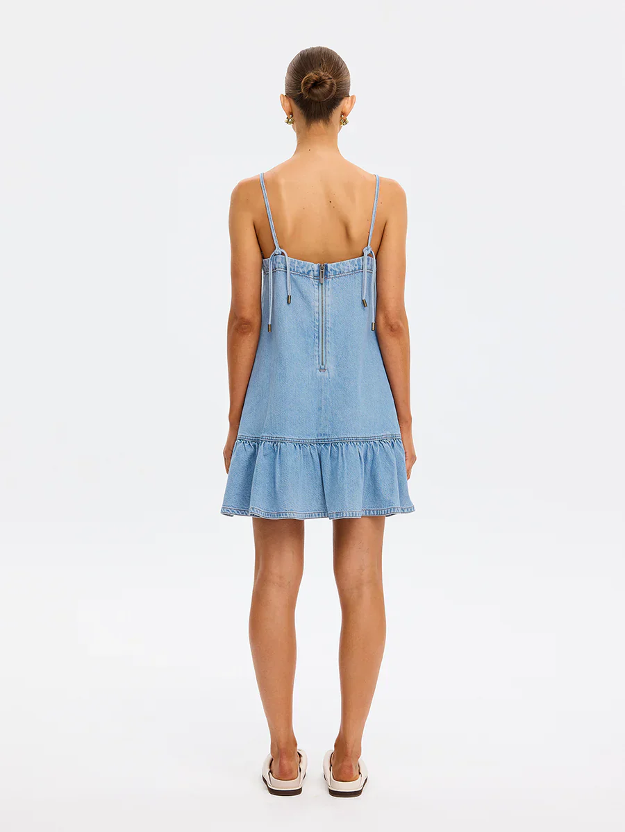 KIVARI - EMILIE DENIM STRAPPY MINI DRESS - Image 6