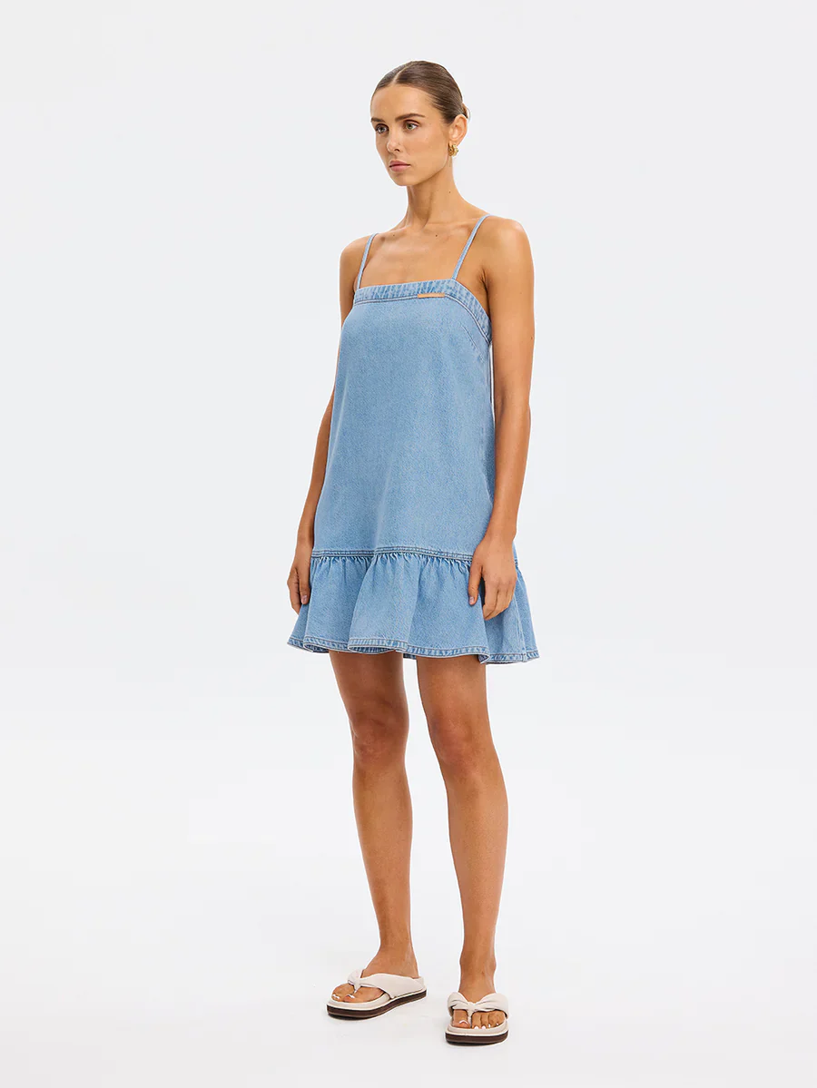 KIVARI - EMILIE DENIM STRAPPY MINI DRESS - Image 7