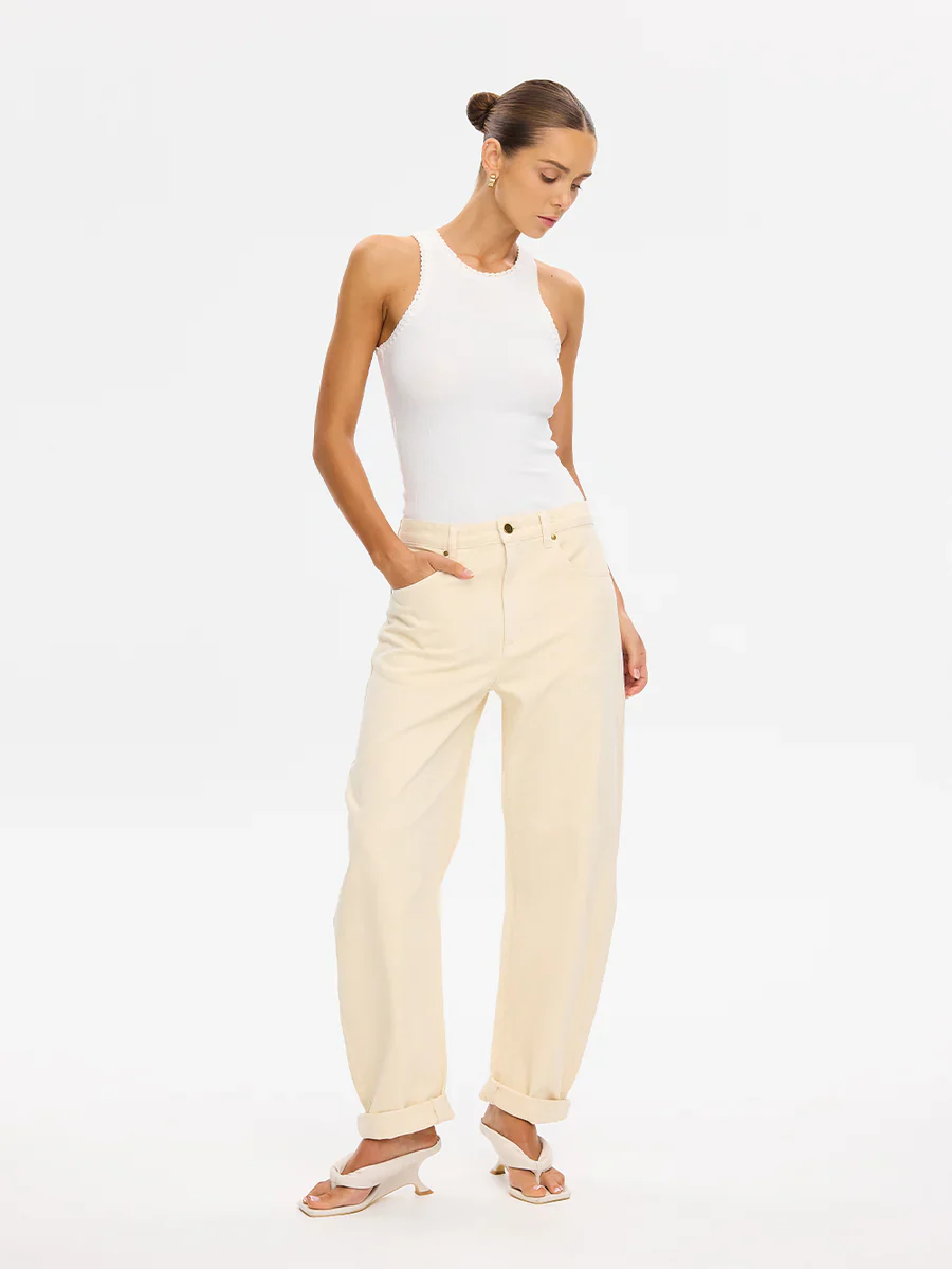 KIVARI - EVITA DENIM BARREL JEAN (CREAM) - Image 3