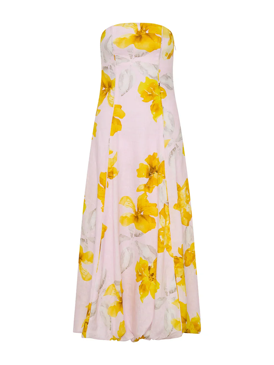 KIVARI - FRANCINE STRAPLESS MAXI DRESS (PINK / YELLOW)