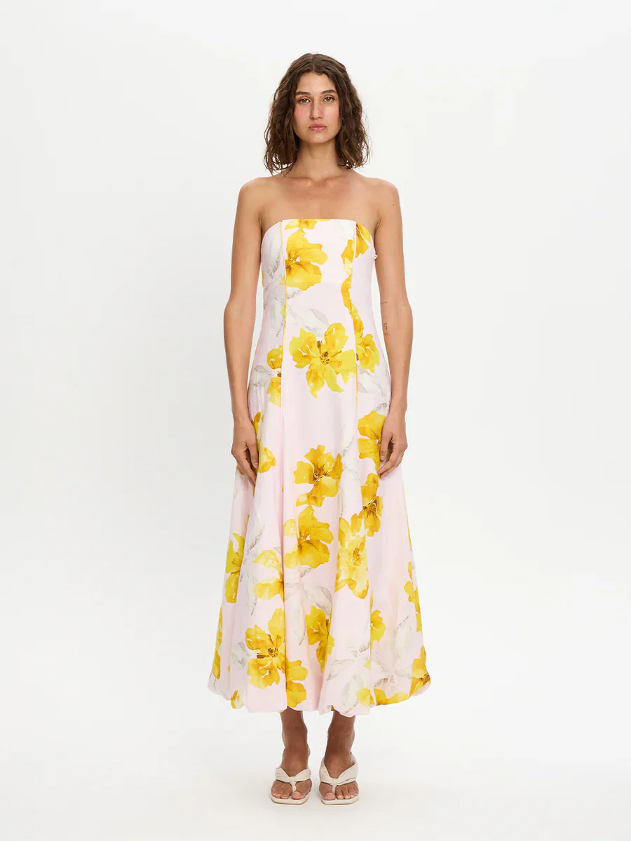 KIVARI - FRANCINE STRAPLESS MAXI DRESS (PINK / YELLOW) - Image 5