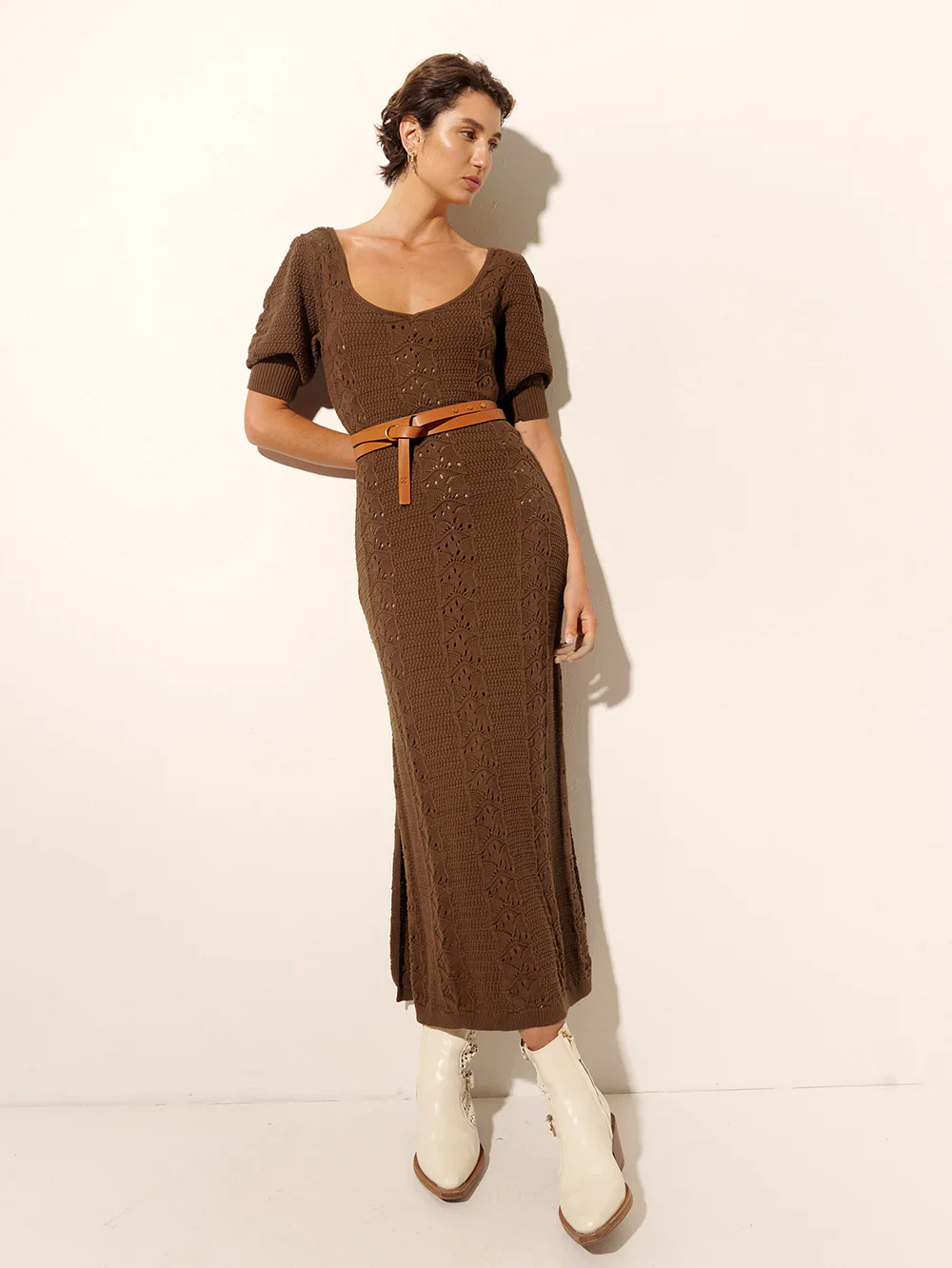 KIVARI - HELENA KNIT MIDI DRESS (COCOA) - Image 2