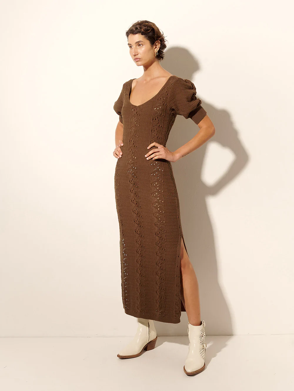 KIVARI - HELENA KNIT MIDI DRESS (COCOA) - Image 4