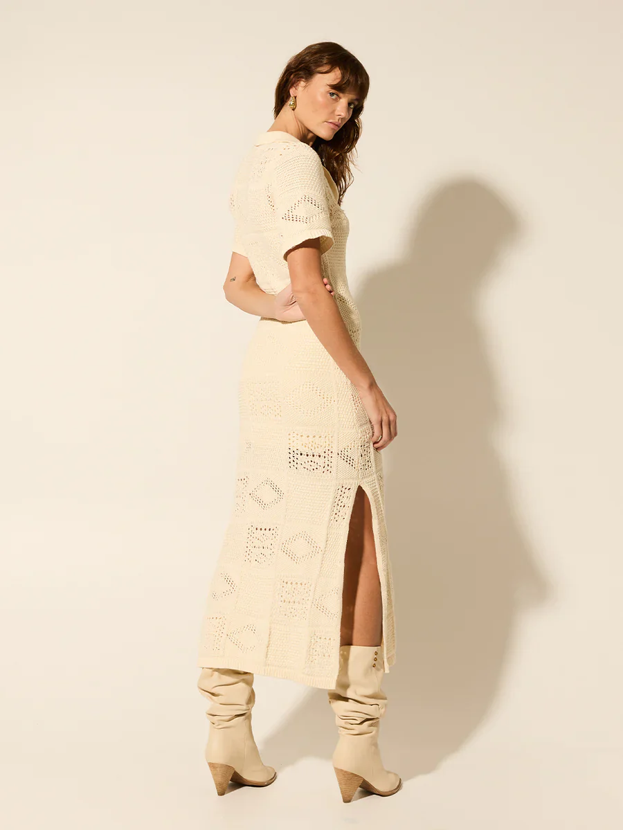 KIVARI - KIVARI CLEMENTINE COLLARED MIDI DRESS (CREAM) - Image 5