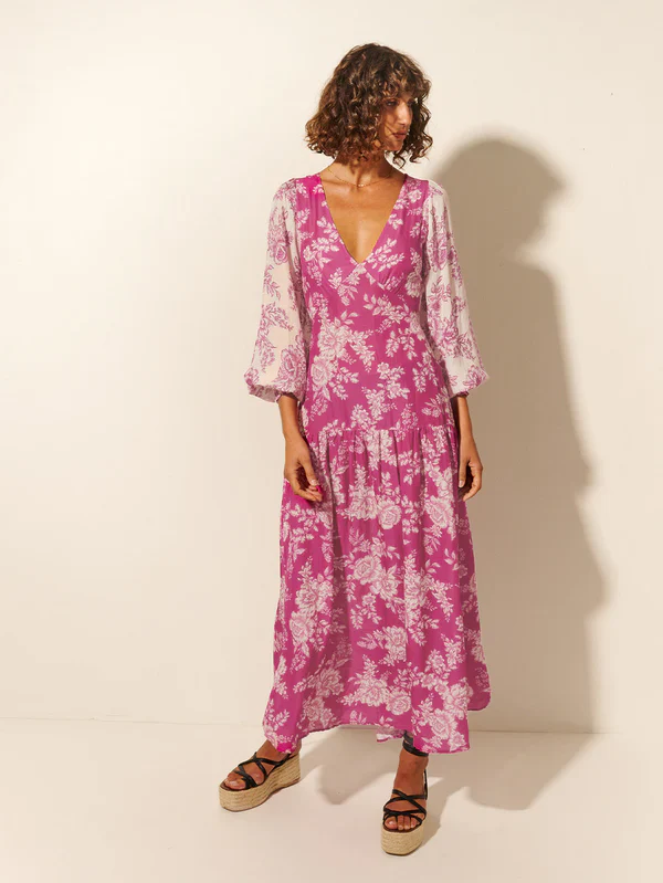 KIVARI - Maeve Maxi Dress (Magenta Floral) - Image 2