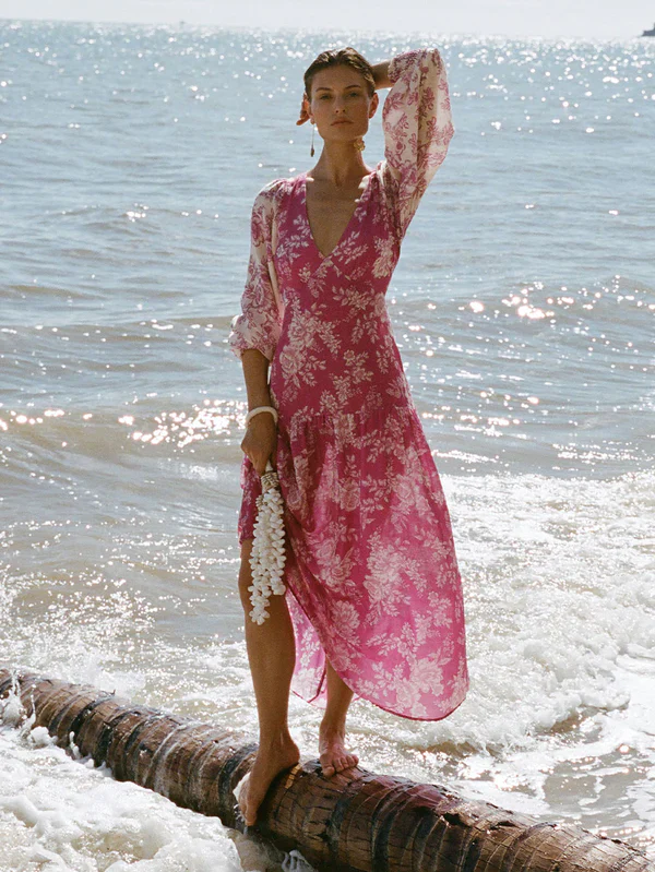 KIVARI - Maeve Maxi Dress (Magenta Floral) - Image 5