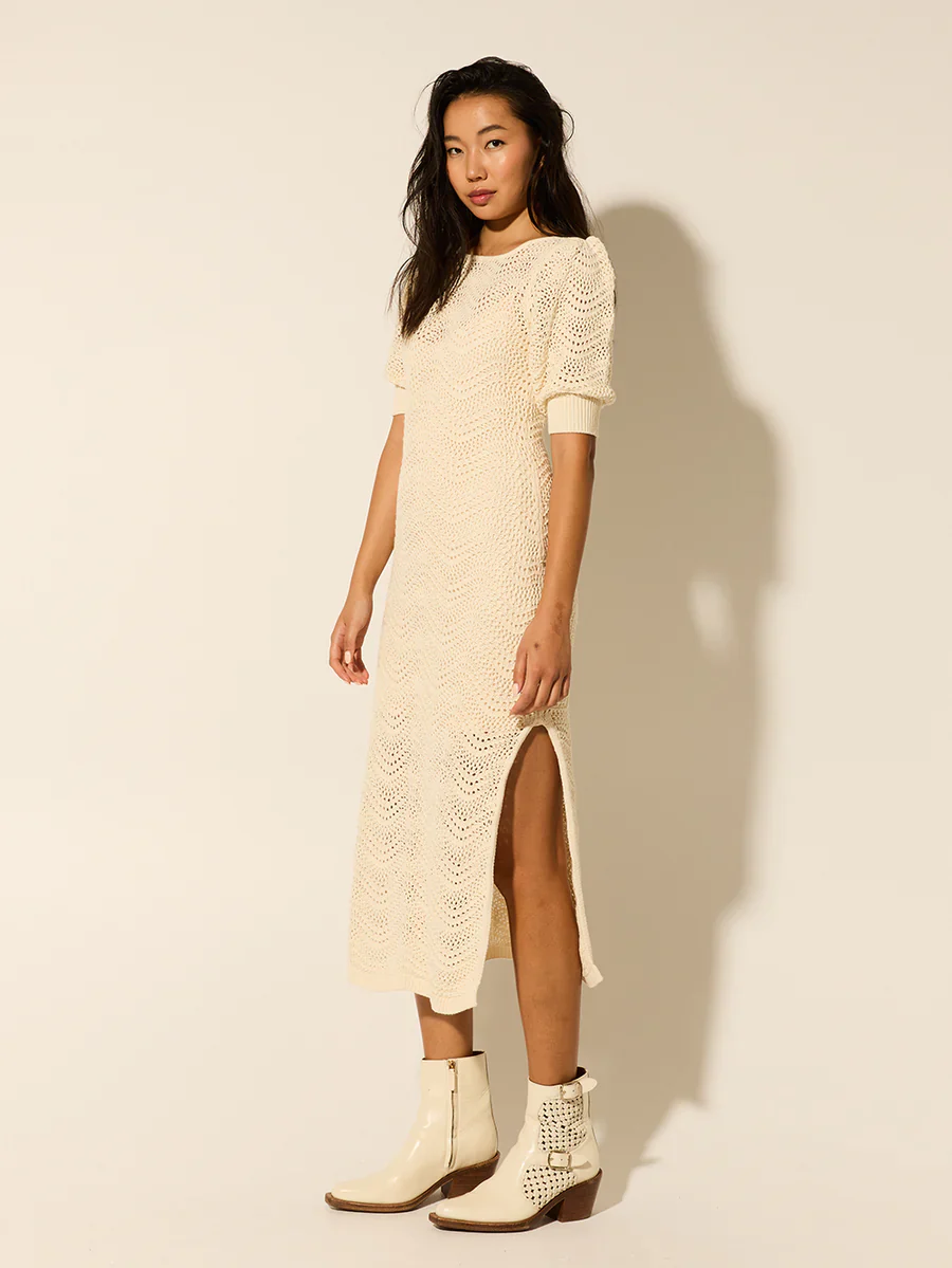 KIVARI - MARIANA KNIT MIDI DRESS (CREAM) - Image 3