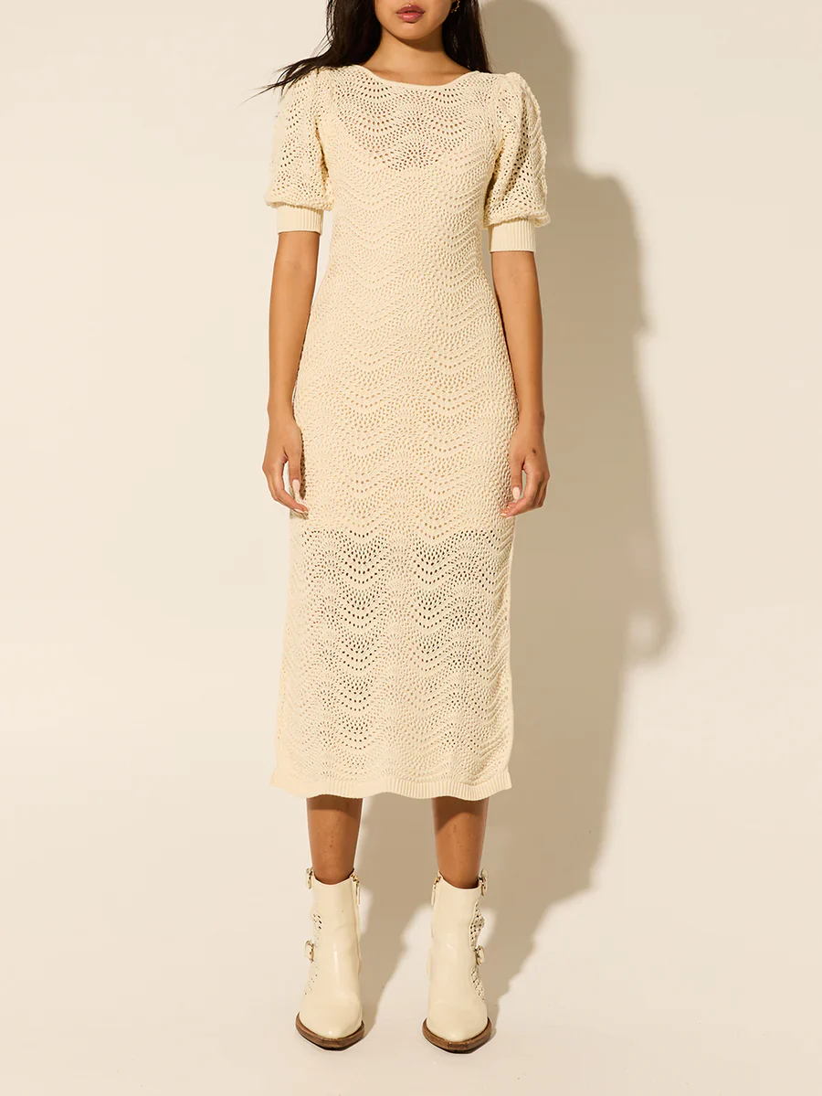 KIVARI - MARIANA KNIT MIDI DRESS (CREAM) - Image 5