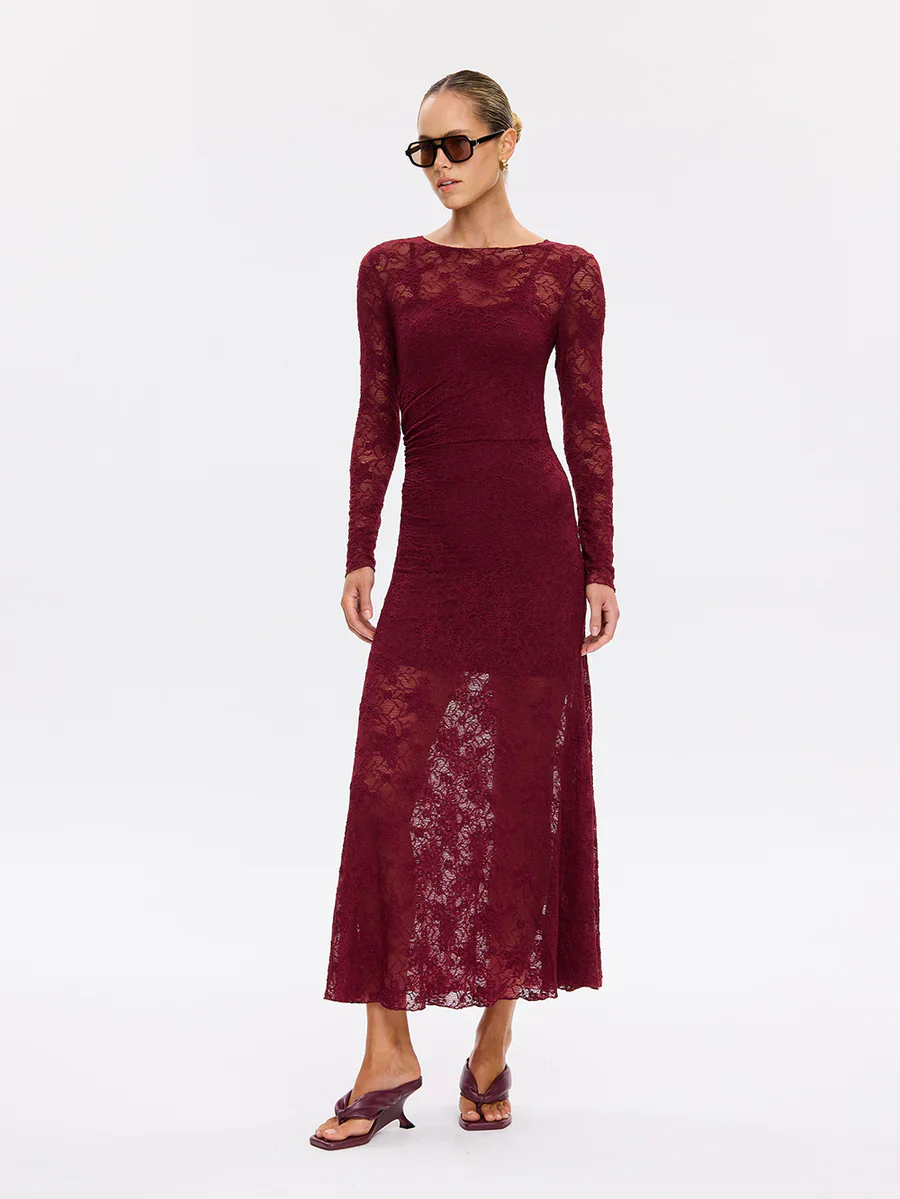 KIVARI - MARIE LACE MAXI DRESS (PLUM) - Image 3
