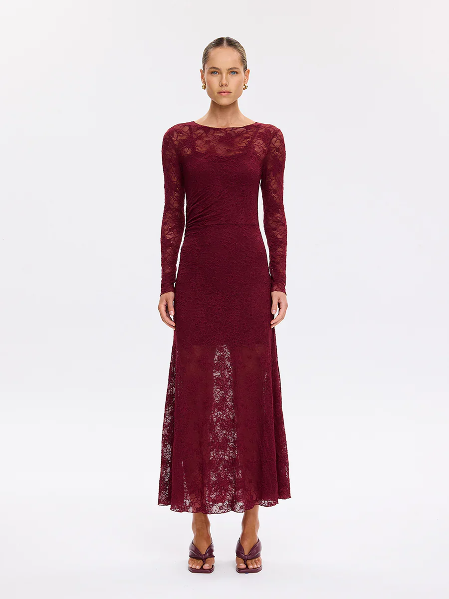 KIVARI - MARIE LACE MAXI DRESS (PLUM) - Image 4