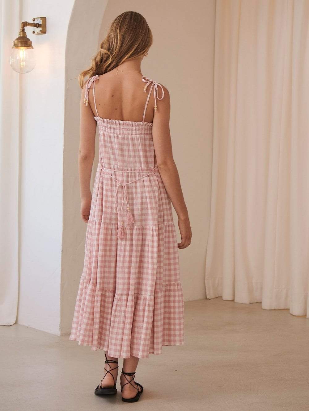 KIVARI - Stevie Tiered Midi Dress (Check) - Image 9