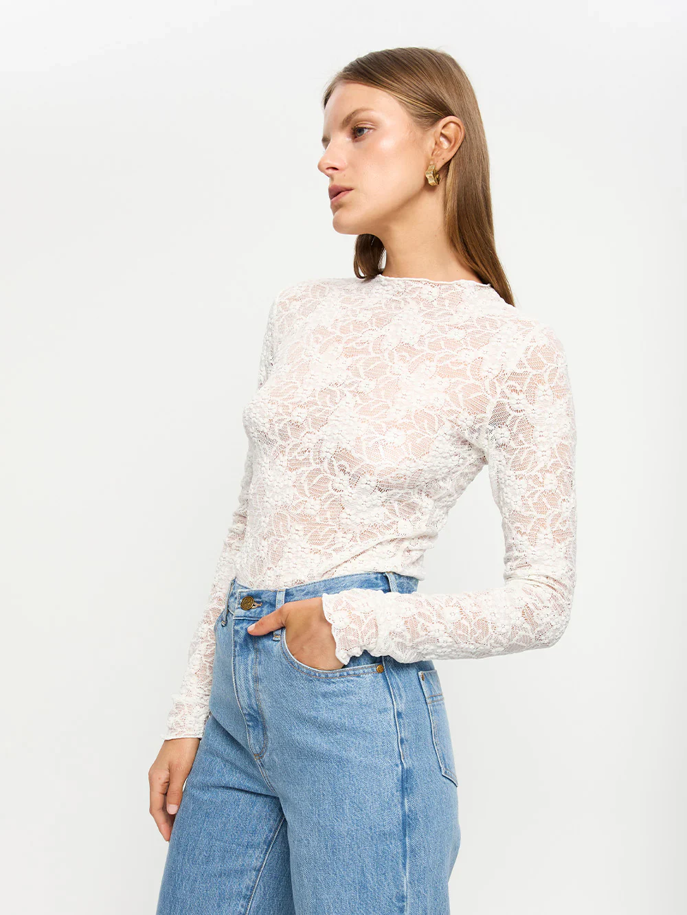 KIVARI - VICTORIA LACE TOP (CREAM) - Image 4