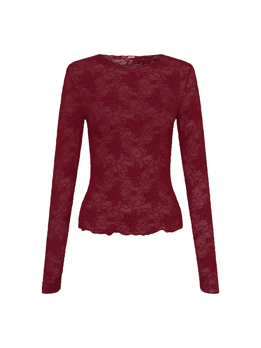 KIVARI - VICTORIA LACE TOP (PLUM)