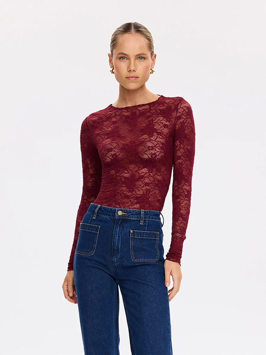 KIVARI - VICTORIA LACE TOP (PLUM) - Image 4