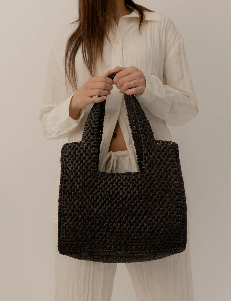 LA TRIBE - MACRAME TOTE BAG (BLACK) - Image 3