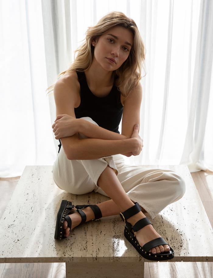 LA TRIBE - Studded Sandal (Black / Gold) - Image 6