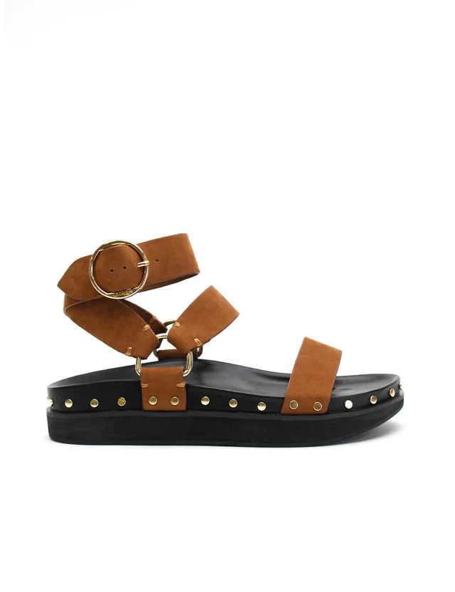 LA TRIBE - Studded Sandal (Tobacco Nubuck / Gold) - Image 2
