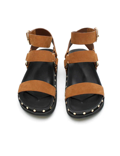 LA TRIBE - Studded Sandal (Tobacco Nubuck / Gold) - Image 3