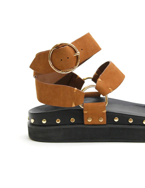 LA TRIBE - Studded Sandal (Tobacco Nubuck / Gold) - Image 4