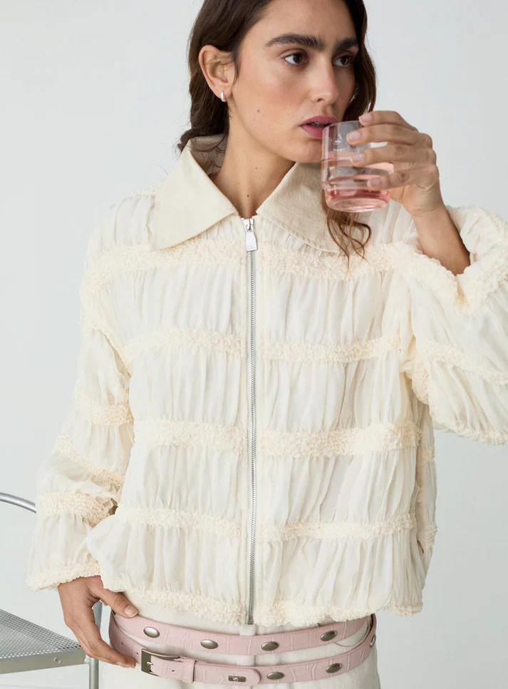 LAAGAM - KIARA ECRU BOMBER JACKET - Image 3