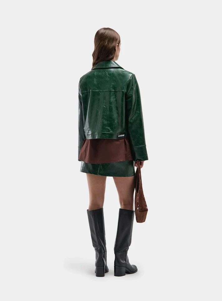 LAAGAM - LENA GREEN FAUX LEATHER JACKET - Image 3